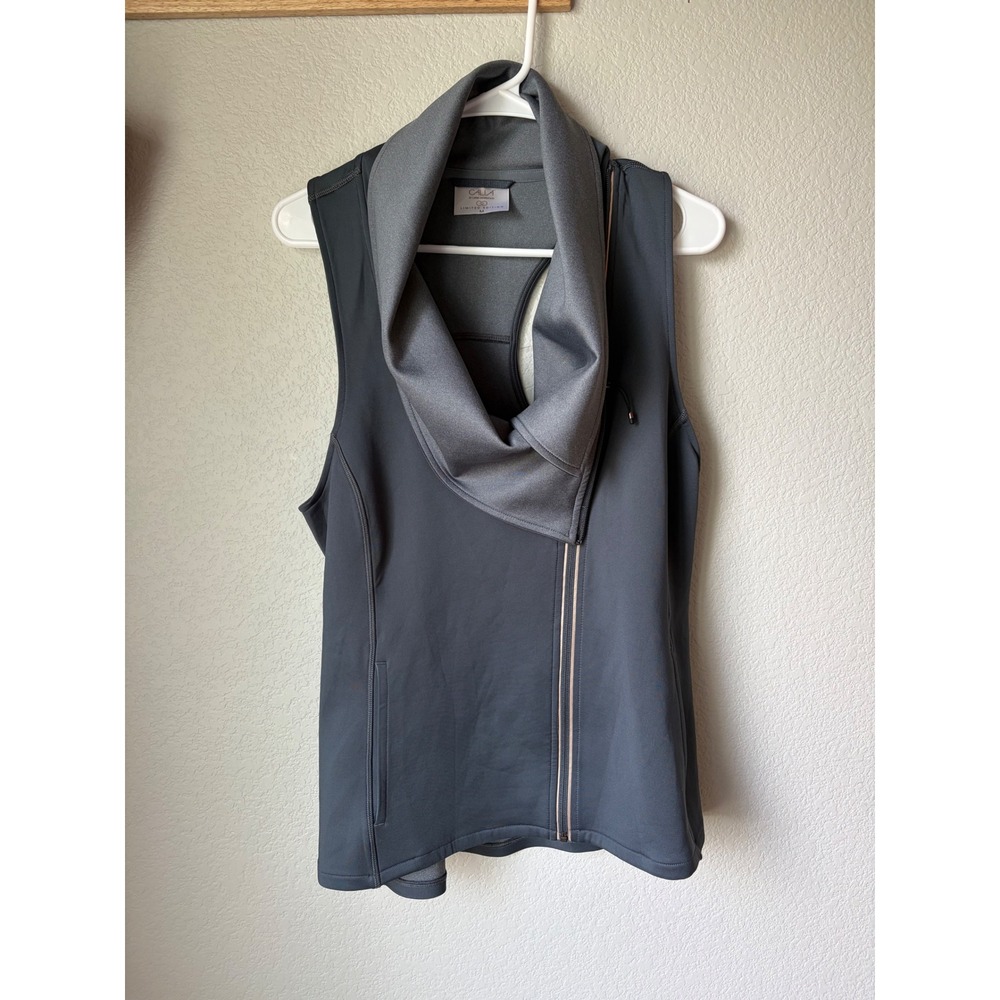 CALIA by Carrie Underwood Limited Edition Gray Asymmetrical Zip Cowl Neck Vest